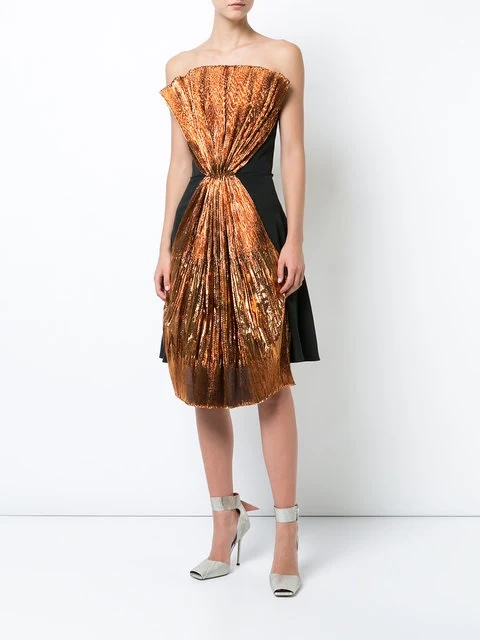 Christian Siriano Italian Pleated Novelty - Metallic Copper