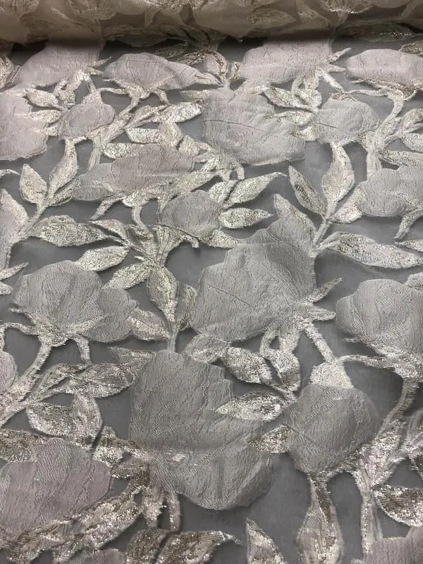 Christian Siriano Italian Floral Fil Coupé Novelty - Cream / Gold