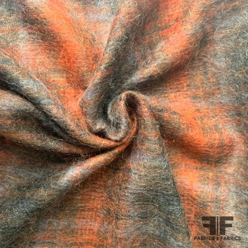 Oversized Mohair Plaid - Brown/Orange