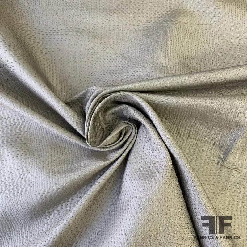 Top-Stitched / Quilted Silk Jacquard - Silver/Graphite