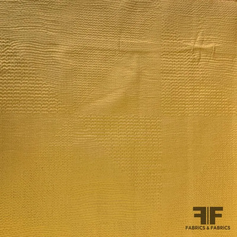 Top-Stitched / Quilted Silk Jacquard - Gold