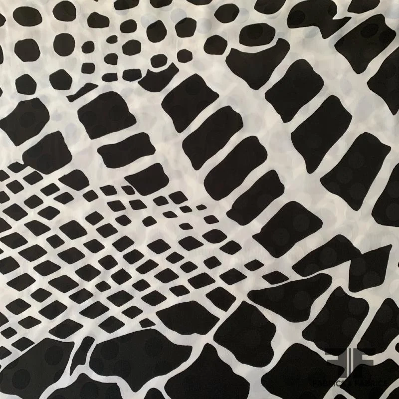 Italian Animal Printed Silk Jacquard Blend - Black/White