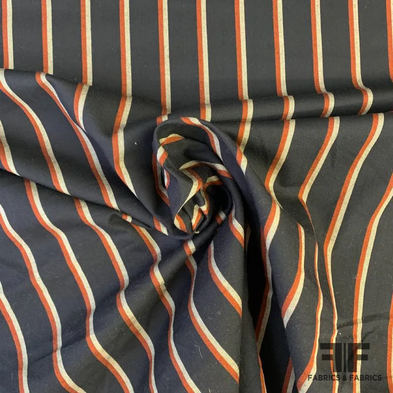 Striped Cotton Twill - Navy/Red/White
