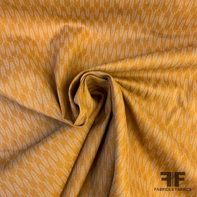 Japanese Geometric Arrow Plain Weave Cotton - Copper/Beige