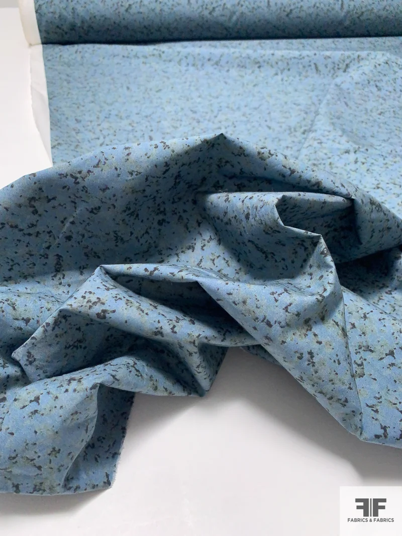 Japanese Marble Printed Cotton Broadcloth - Blue/Brown