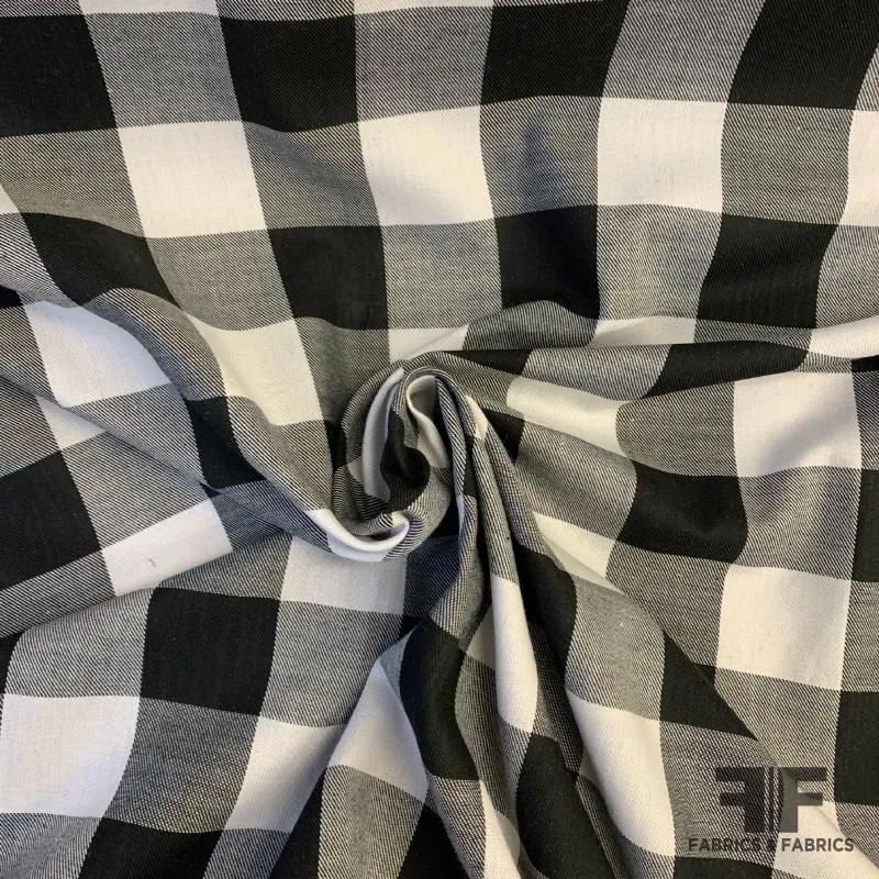 Buffalo Plaid Cotton Shirting - Black/White
