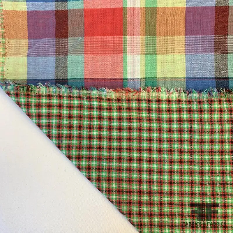 Double-Faced Reversible Cotton Plaid - Multicolor