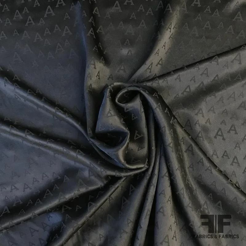 Letter ‘A’ Pattern Silk Jacquard - Midnight Blue