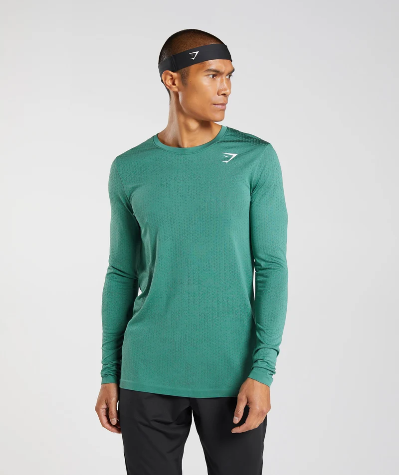 Gymshark Sport Seamless Long Sleeve T-Shirt - Hoya Green/Woodland Green