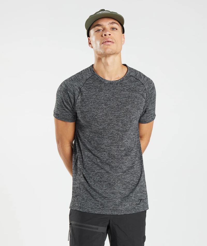 Gymshark Retake Seamless T-Shirt - Black/White Marl