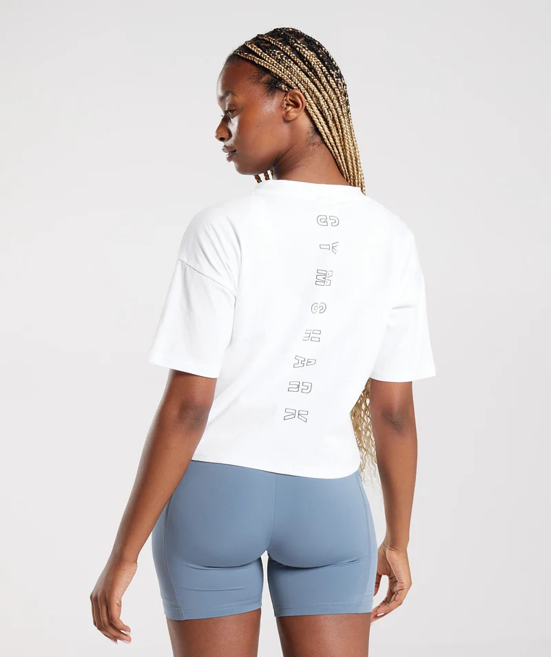 Gymshark Central Graphic Midi Tee - White