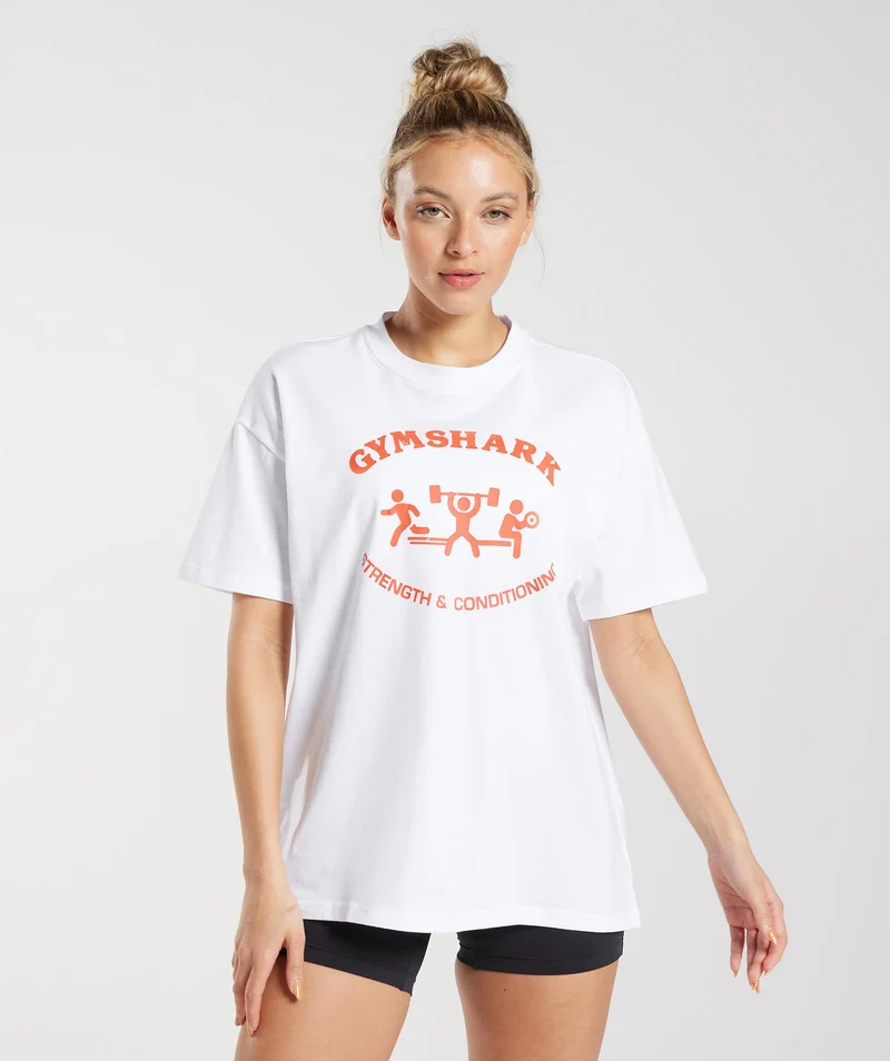 Gymshark Retro Graphic Oversized T-Shirt - White