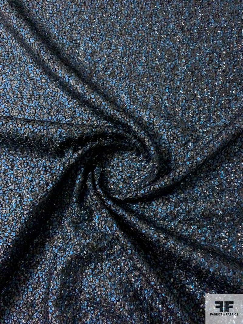 Italian Pebble-Look Loosely Woven Novelty - Navy / Black