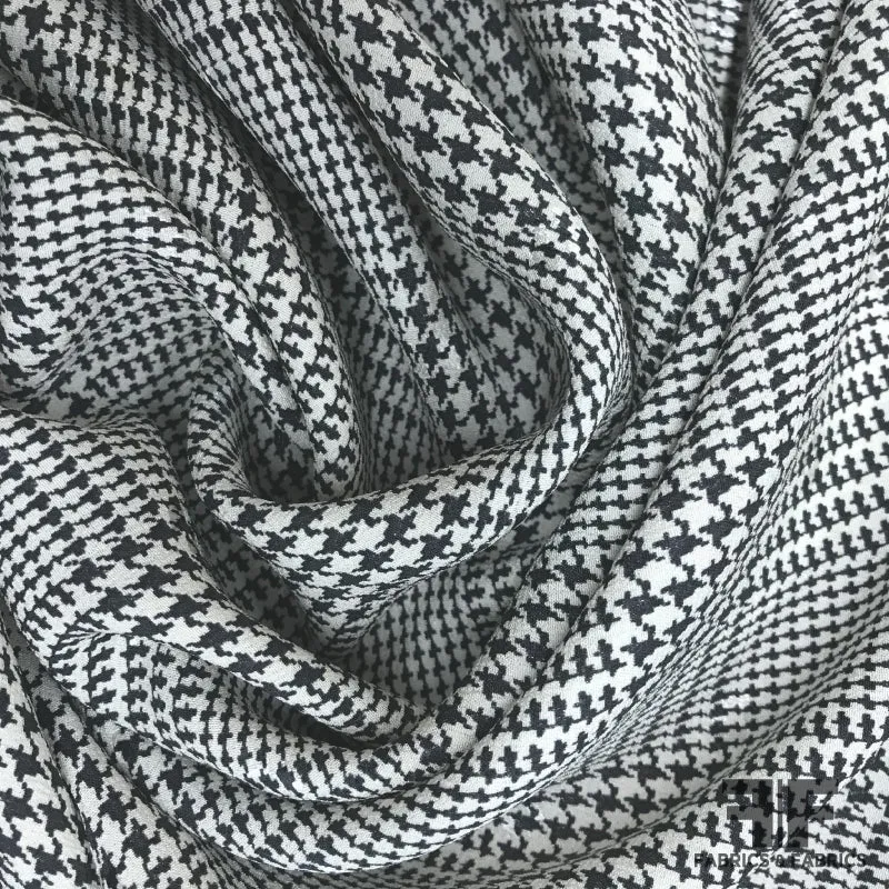 Italian Glen Plaid Printed Silk Jacquard - Black/White
