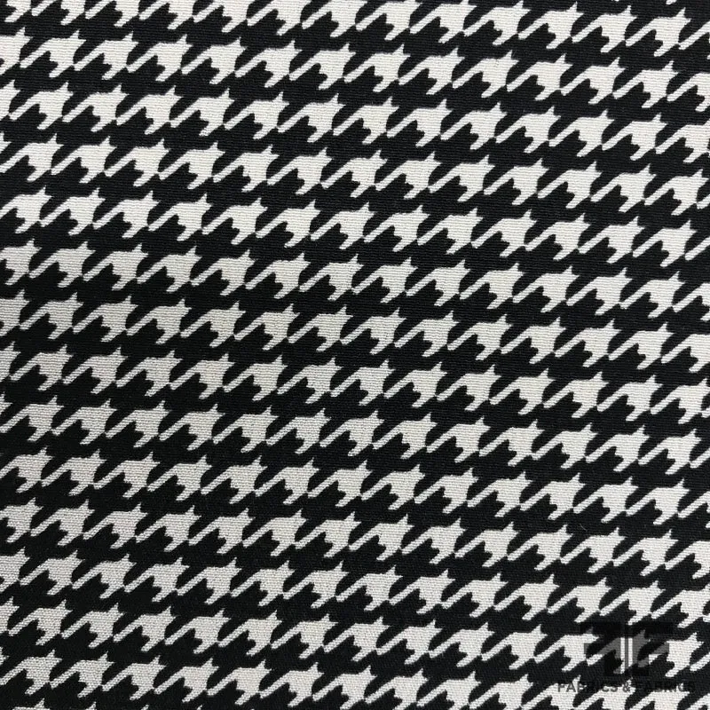 Houndstooth Printed Crepe De Chine - Black/White