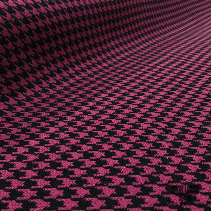 Wool Houndstooth Coating - Purple / Black