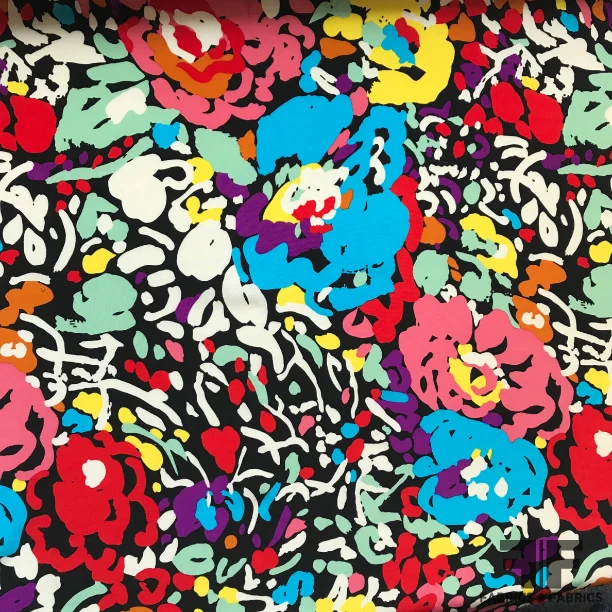 Floral Pop Printed Silk Crepe De Chine - Multicolor