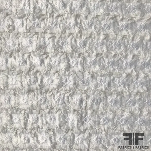 Heavy Texture Embroidered Netting - White