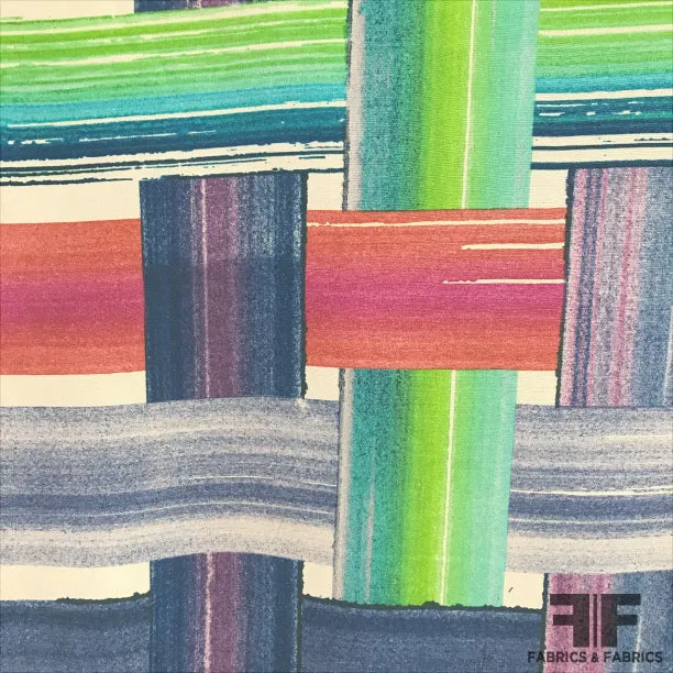 Painterly Basketweave Silk Crepe De Chine - Multicolor
