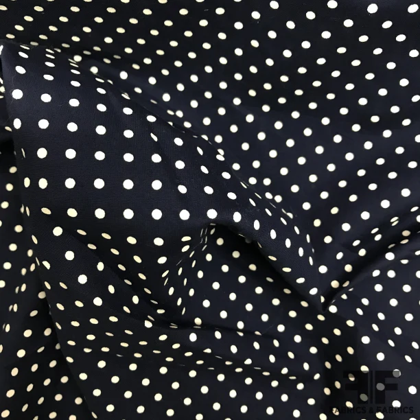 Polka Dot Printed Cotton Batiste - Navy/White