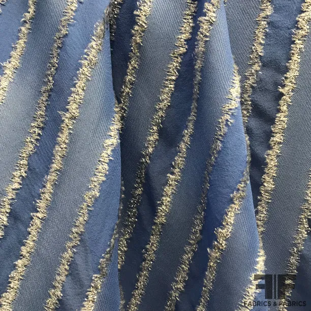 Italian Metallic Silver Fringe Georgette - Periwinkle