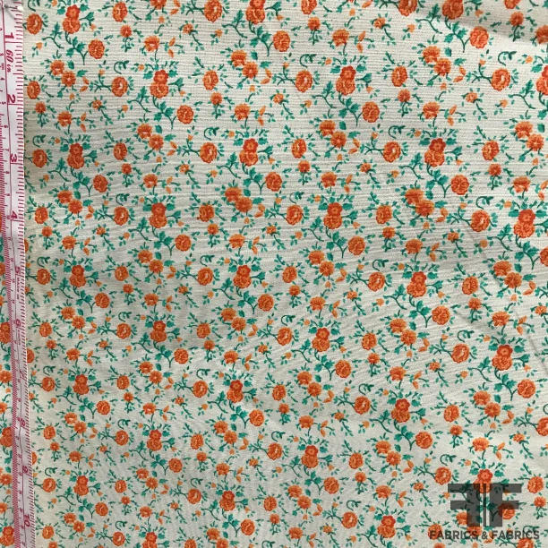 Floral Pop Printed Cotton - Orange/White