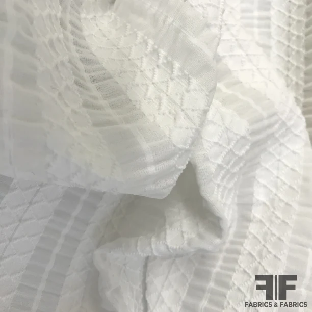 Smocked / Ruched Cotton - White