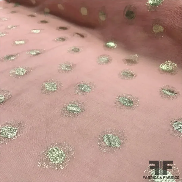 Metallic Polka Dot Gauze - Pink/Metallic