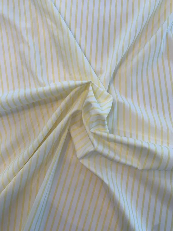 Japanese Vertical Striped Cotton Shirting - Yellow / White