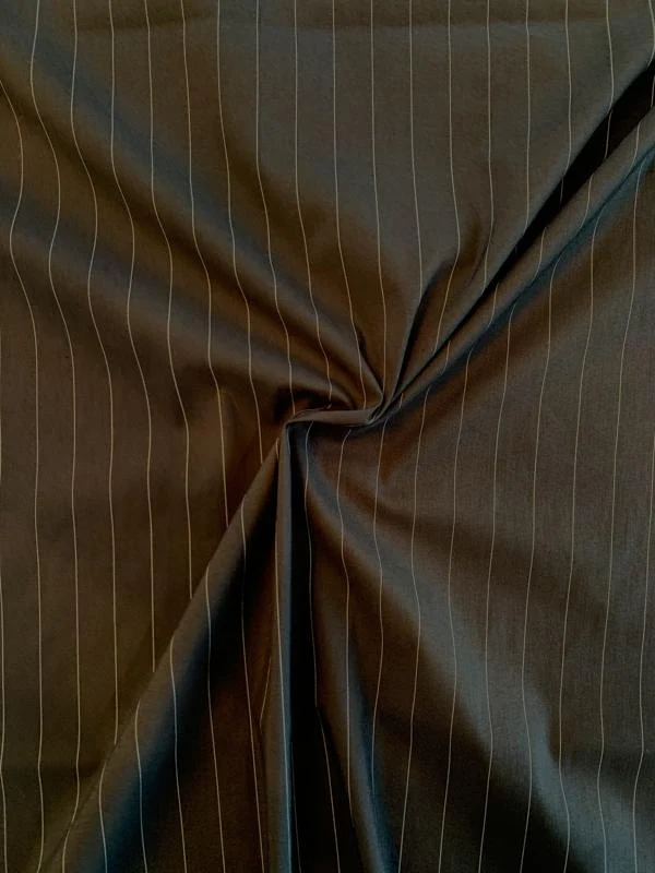 Vertical Pinstripe Cotton Shirting - Black / White