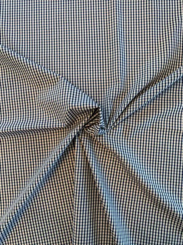 Mini Plaid Yarn-Dyed Cotton Shirting - Blue / Ivory / Red