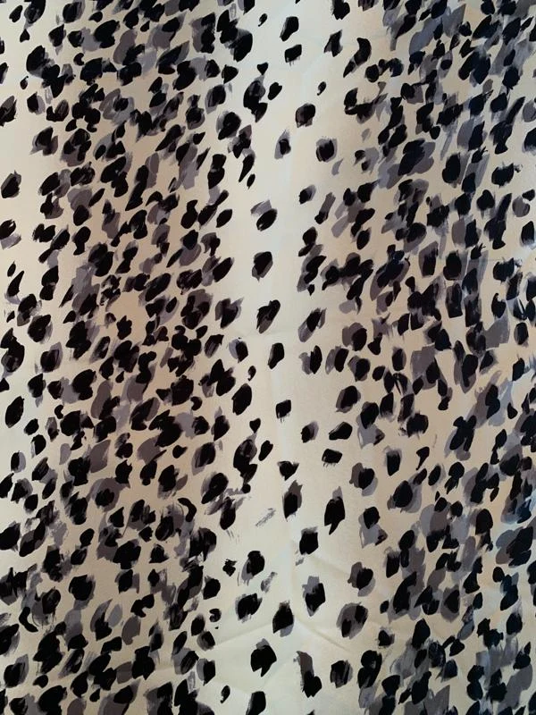Painterly Spotted Animal-Like Printed Fine Silk Twill - Black / Grey / Tan / White