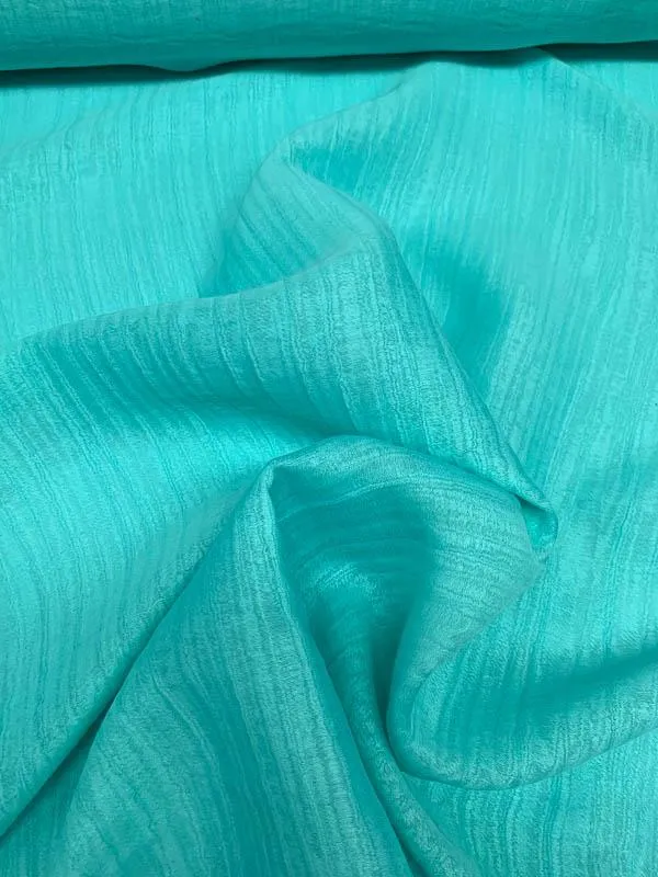 Moiré-Like Gauzy Cotton Poly Novelty - Aqua