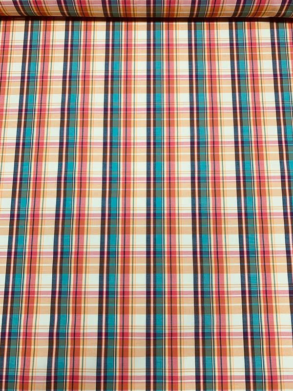 Summery Plaid Yarn-Dyed Cotton Shirting - Multicolor