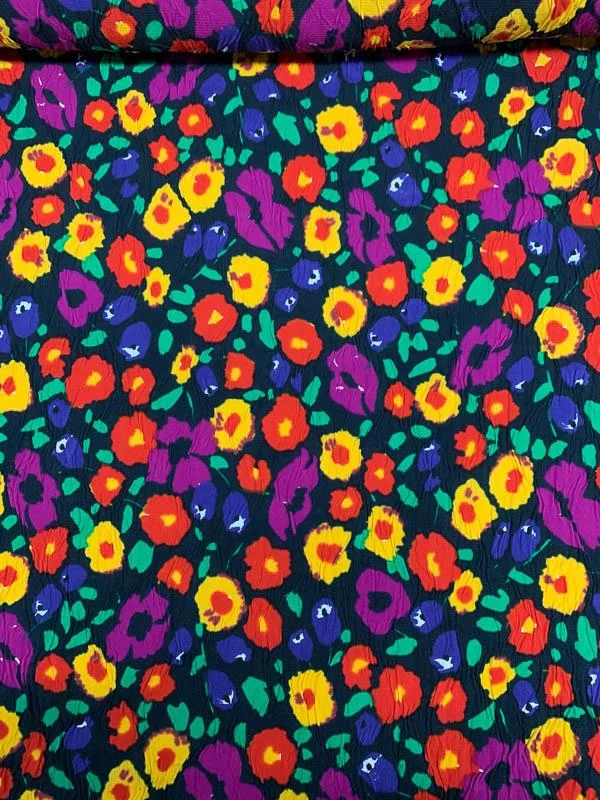 Swiss Floral and Ruched Printed Cotton Jacquard - Multicolor