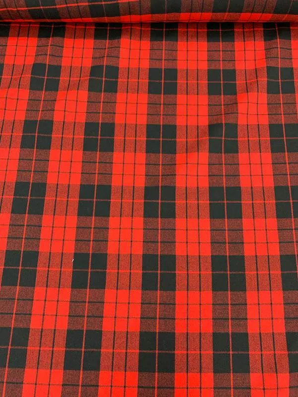 Plaid Wool Suiting - Red / Black