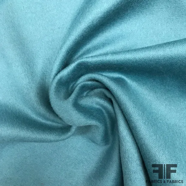Double-Faced Angora Wool Coating - Ocean Blue