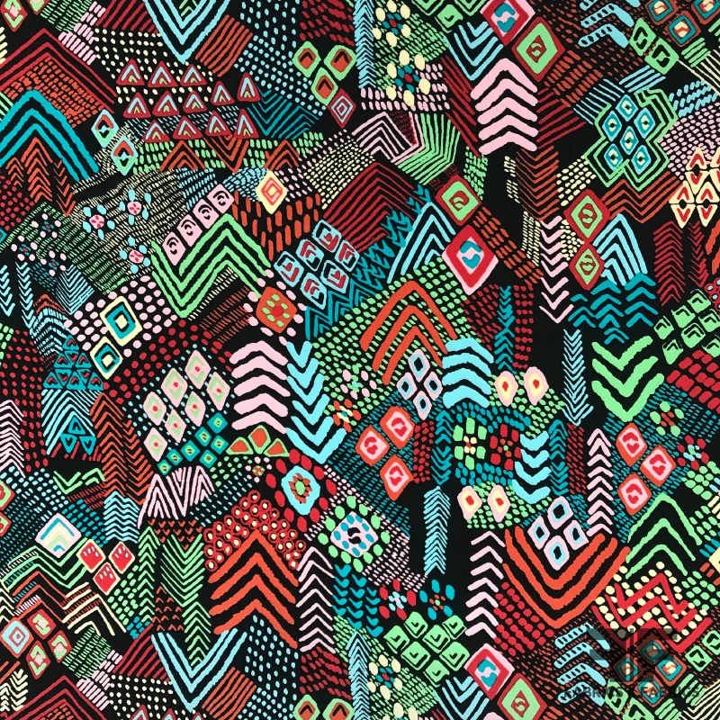 Abstract Printed Silk Crepe de Chine - Multicolor