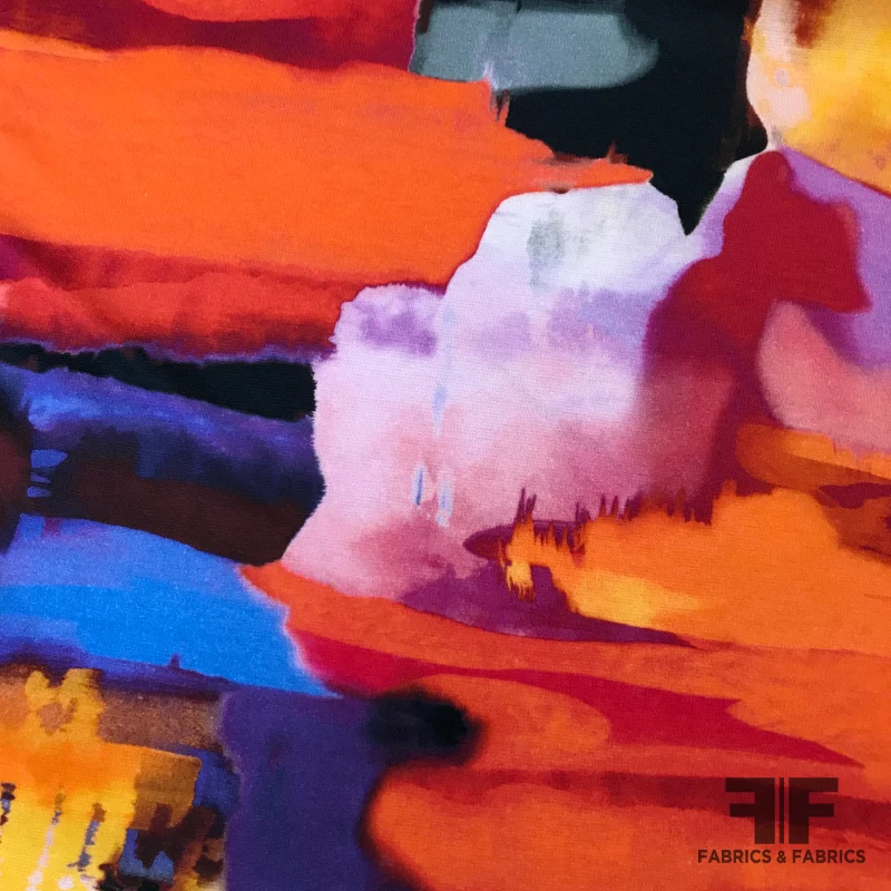 Large-Scale Abstract Painterly Stretch Knit - Multicolor