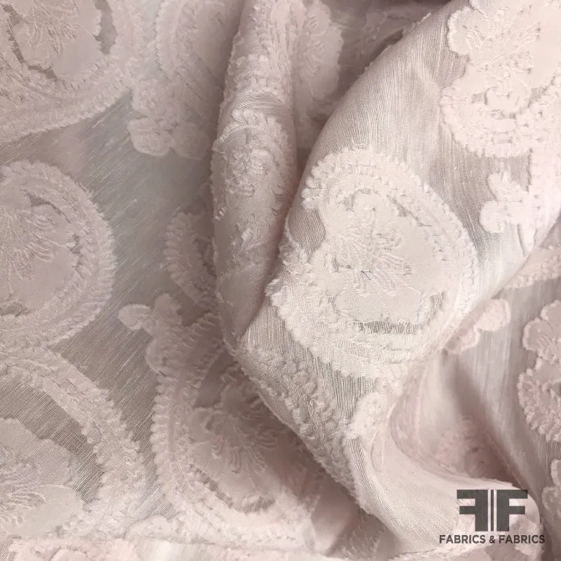 Floral Shantung Silk Burnout - Pale Pink