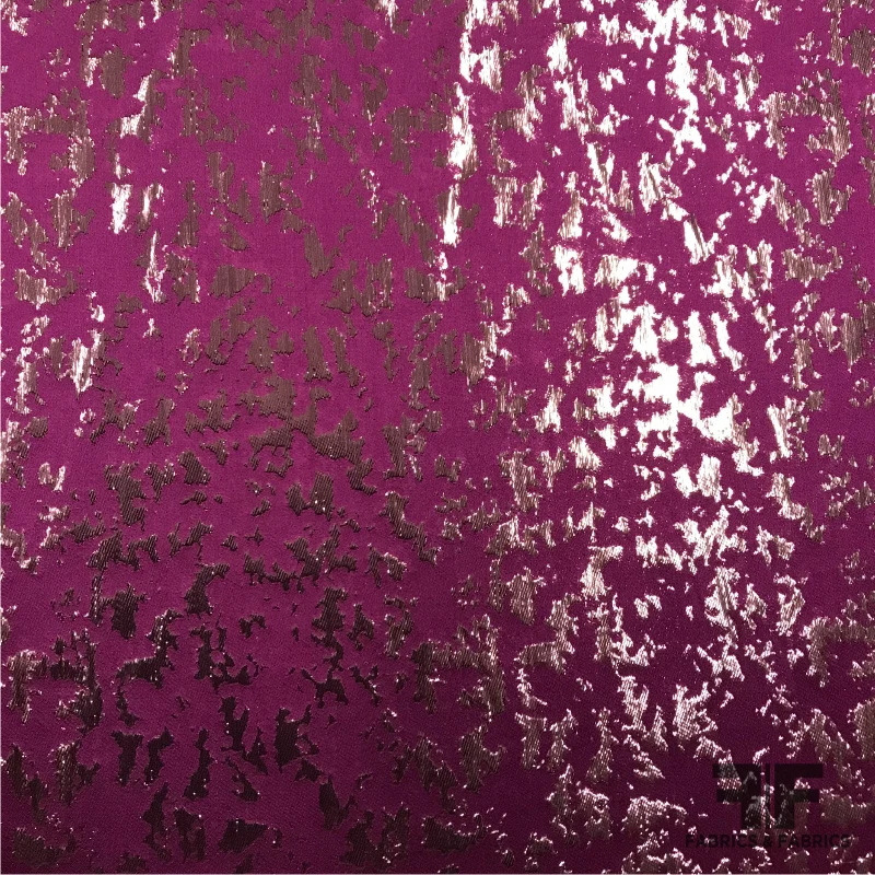 Metallic Abstract Silk Jacquard - Purple/ Copper