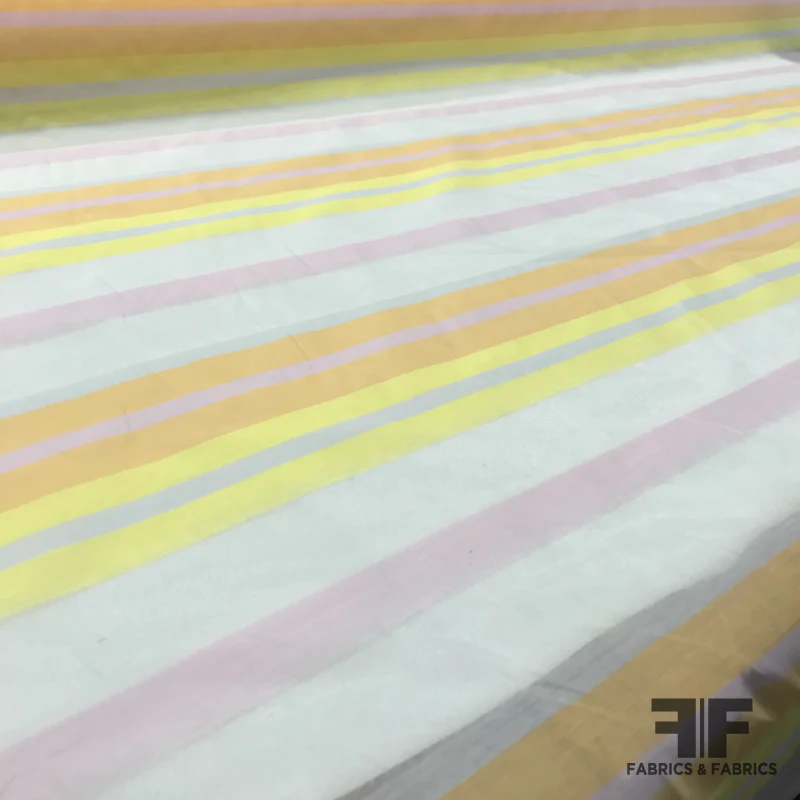 Sherbet Striped Organza - Sheer / Pink / Orange / Yellow