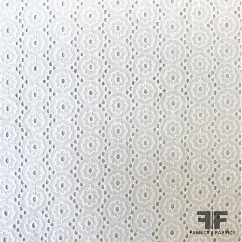 Floral & Dot Eyelet Cotton - Ivory