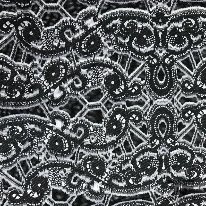 Italian Paisley-Like Novelty Woven Burnout - Black/White