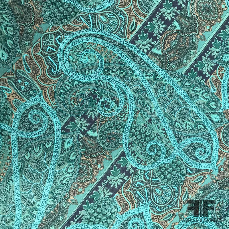 Paisley Printed Silk Georgette - Teal