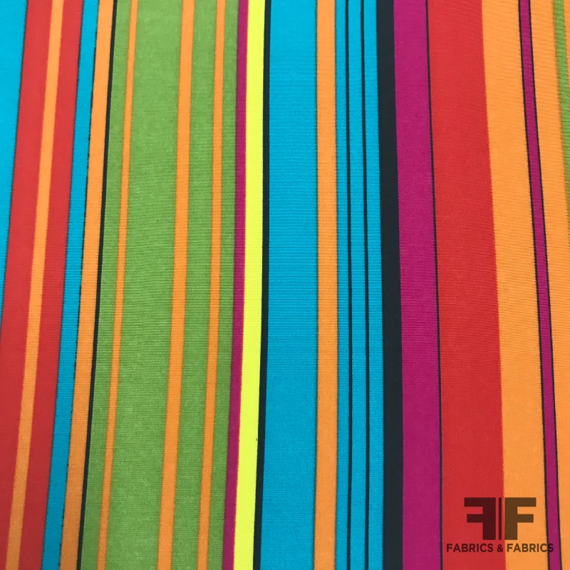 Multi-sized Striped Silk Crepe de Chine - Multicolor