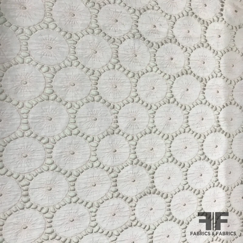 Geometric Cotton Eyelet - Pale Pink