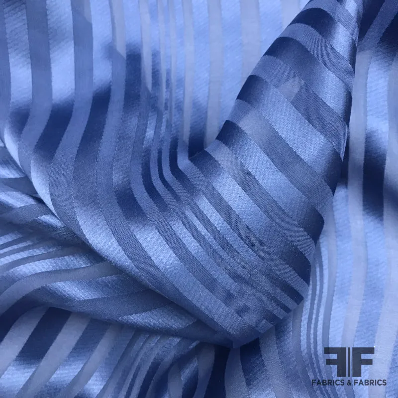 Striped Silk Burnout Jacquard - Blue