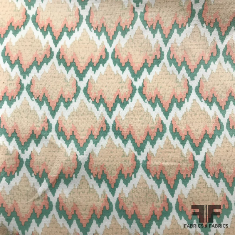 Abstract Printed Silk Shantung - Peach