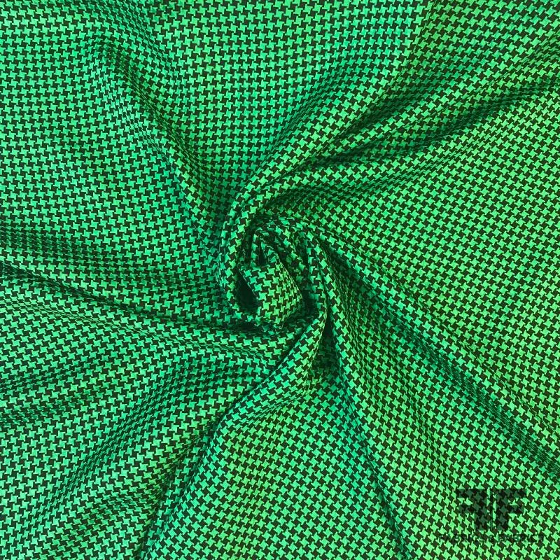 Houndstooth Silk Jacquard - Green/Black